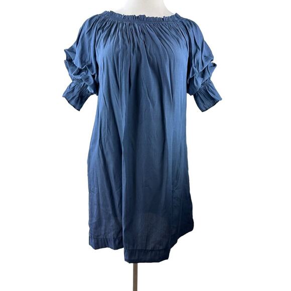 Mersea Tulum Ruffle Sleeve Dress Navy Blue Women's Size Small Mer Sea - Picture 4 of 11